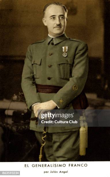 General Francisco Franco - portrait. Spanish military general, dictator and member of the Falange movement: 4 December 1892 - 20 November 1975.