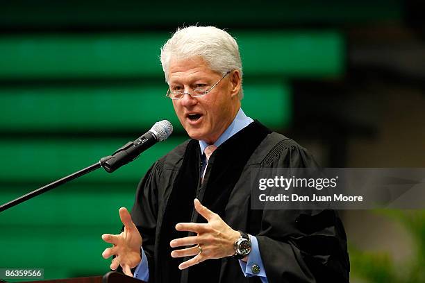 Former President Bill Clinton speaks to the '09 graduation class at Florida A&M University on May 3, 2009 in Tallahassee, Florida.