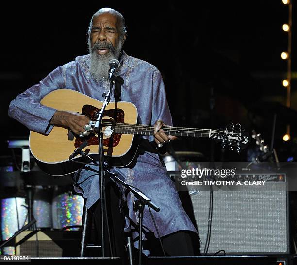 Richie Havens performs during a concert for folk music legend Pete Seeger at Madison Square Garden in New York on May 3, 2009 marking his 90th...