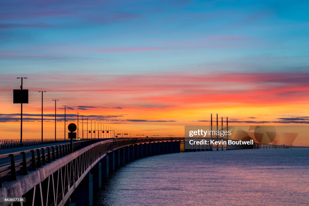 Oresund Bridge at Sunset