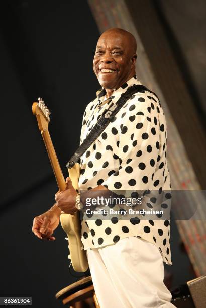 Buddy Guy performs during the 40th annual New Orleans Jazz & Heritage Festival at the Fair Grounds Race Course on May 3, 2009 in New Orleans.