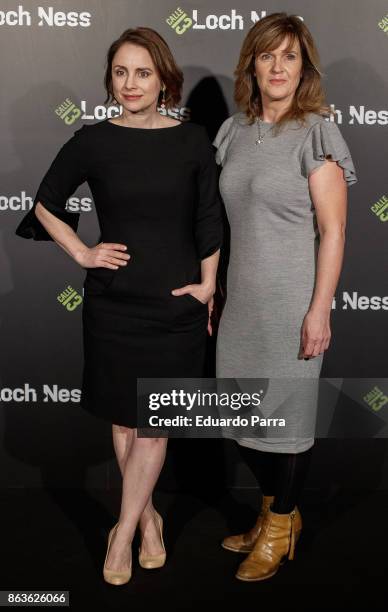 Laura Fraser and Siobhan Finneran attend 'Loch Ness' photocall at Santo Mauro Hotel on October 20, 2017 in Madrid, Spain.