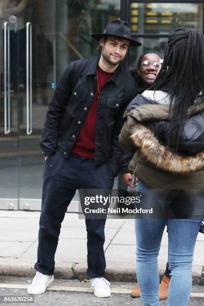 Douglas Booth seen arriving at BUILD Series LDN at AOL on October 20, 2017 in London, England.