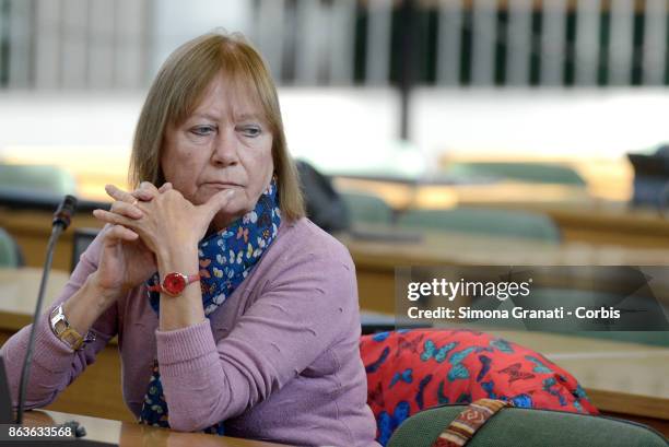 Rita Calore, mother of Stefano, during the New trial against five military police officers for the death Stefano Cucchi on October 20, 2017 in Rome,...