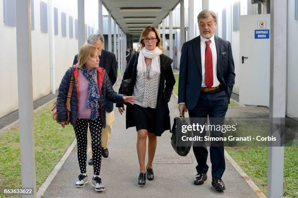 Rita Calore, Giovanni Cucchi, Ilaria Cucchi and The lawer Fabio Anselmo during the New trial against five military police officers for the death...