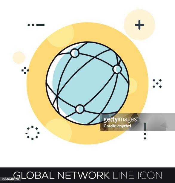 global network line icon - sponsorship brochure stock illustrations