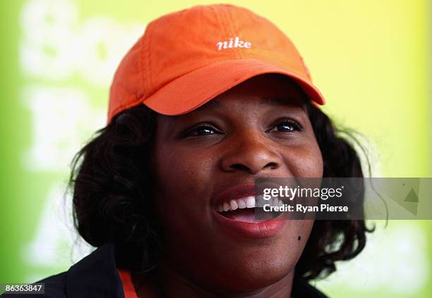 Serena Williams of the USA speaks to the press during day one of the Internazionali BNL D'Italia which is part of the WTA Sony Ericsson Tour at Foro...