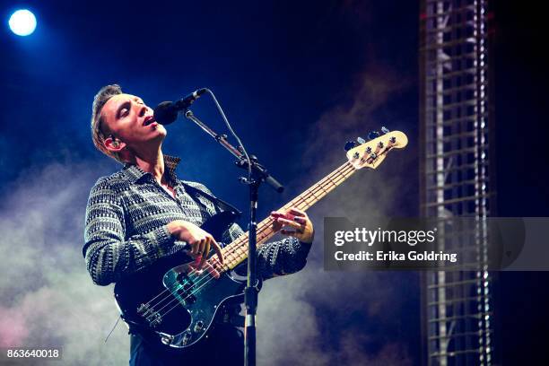 Oliver Sim of The xx performs at Champions Square on October 19, 2017 in New Orleans, Louisiana.