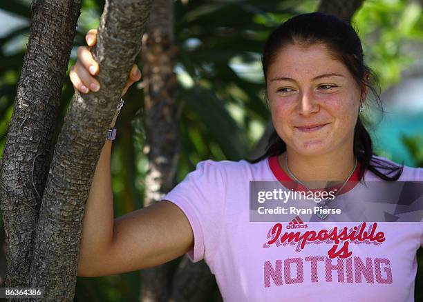 Dinara Safina of Russia speaks to TV crews during day one of the Internazionali BNL D'Italia which is part of the WTA Sony Ericsson Tour at Foro...