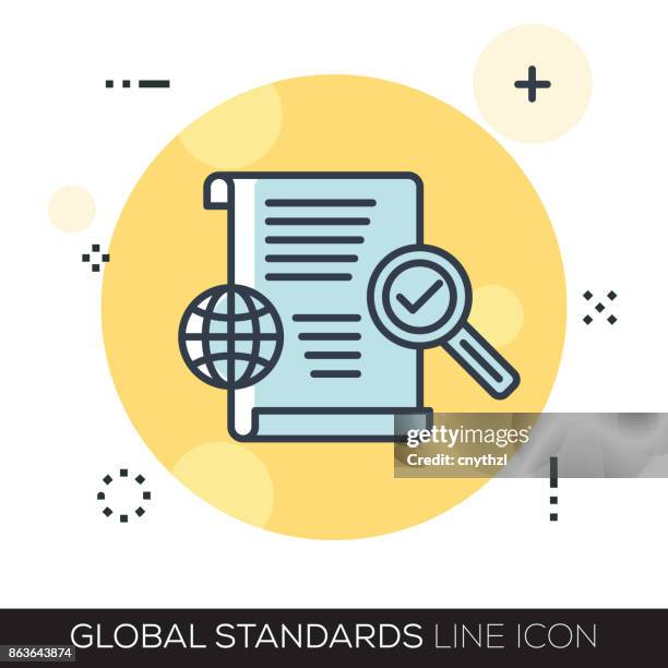 global standards line icon - large circle infographic stock illustrations
