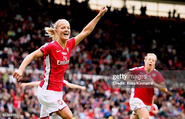 Katie Chapman of Arsenal celebrates after scoring the opening goal during the FA Women's Cup sponsored by E.ON final between Arsenal LFC and...