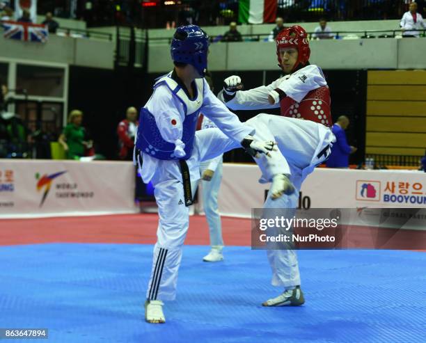 Chikara Ito of Japan against Matti Sairanen of Finland in the K44 Male K44 -61 Match 312 during 7th World Para Taekwondo Championships 2017 at Copper...