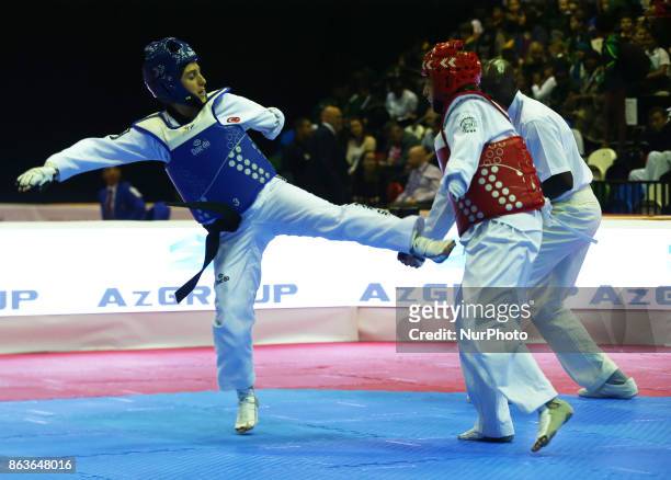 Nurcihan Ekinci of Turkey against Ana Simanic of Serbia in the K44 Female K44 -+58 Match 111 during 7th World Para Taekwondo Championships 2017 at...