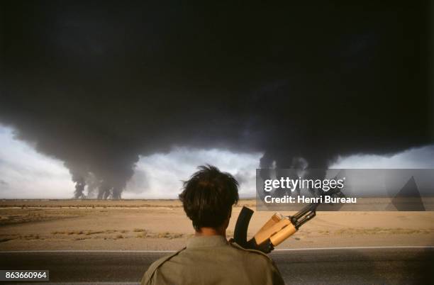 Iranian oil refinery on fire during the war between Iran and Iraq, 27th September 1980