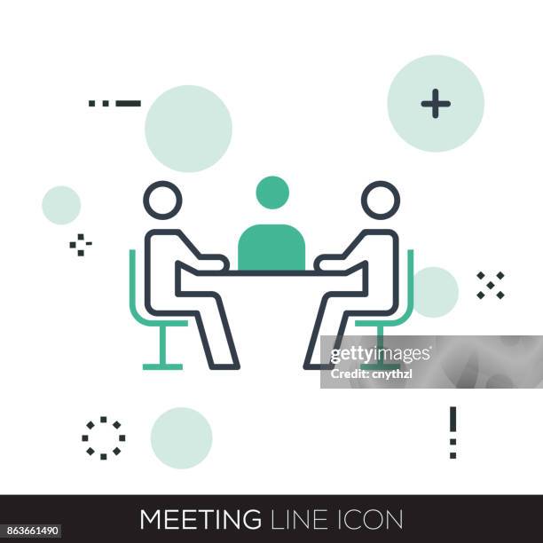 meeting line icon - practice management software stock illustrations