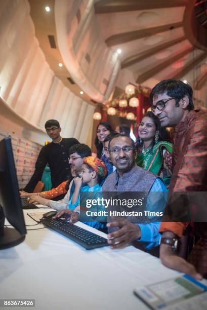 Special muhurat trading session on the occasion of Diwali, at the Bombay Stock Exchange , on October 19, 2017 in Mumbai, India. The ceremonial...