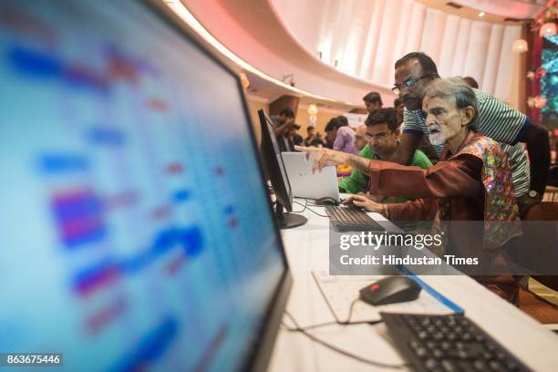 Special muhurat trading session on the occasion of Diwali, at the Bombay Stock Exchange , on October 19, 2017 in Mumbai, India. The ceremonial...