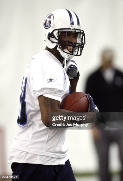 Kenny Britt of the Tennessee Titans smiles during the Tennessee Titans Minicamp on May 1, 2009 at Baptist Sports Park in Nashville, Tennessee.