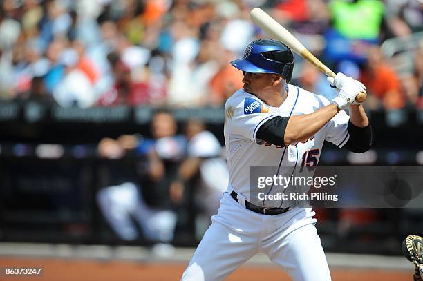 Carlos Beltran of the New York Mets bats during the game against the Florida Marlins at Citi Field in Flushing, New York on April 29, 2009. The...