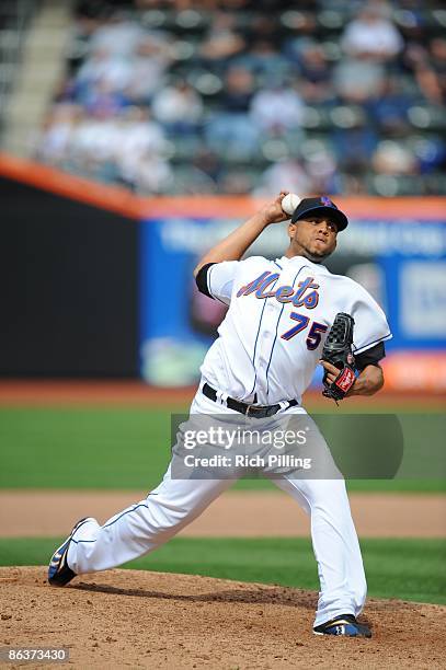 Francisco Rodriguez of the New York Mets pitches during the game against the Florida Marlins at Citi Field in Flushing, New York on April 29, 2009....