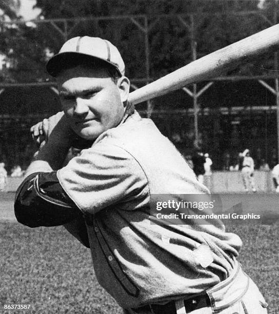 Johnny Mize, slugger for the St. Louis Cardinals, works out at spring training camp at St. Petersburg, Florida in March of 1938.