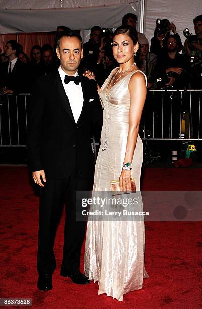 Designer Francisco Costa and actress Eva Mendes attend "The Model as Muse: Embodying Fashion" Costume Institute Gala at The Metropolitan Museum of...