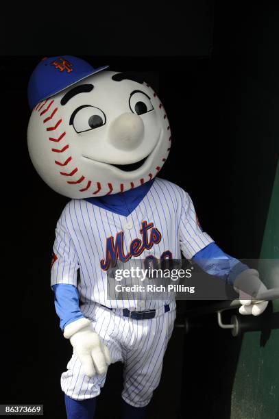 Mr. Met, mascot of the New York Mets prior to the game against the Florida Marlins at Citi Field in Flushing, New York on April 29, 2009. The Marlins...