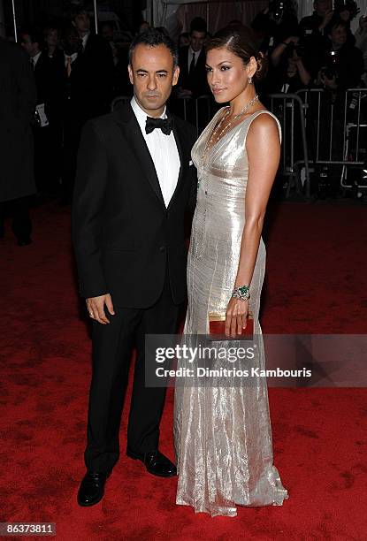 Designer Francisco Costa and actress Eva Mendes attend "The Model as Muse: Embodying Fashion" Costume Institute Gala at The Metropolitan Museum of...