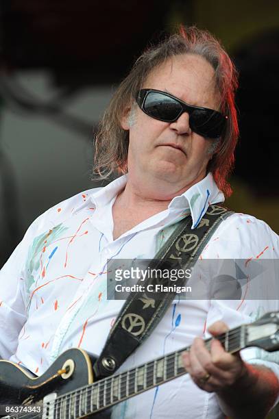 Vocalist/Guitarist Neil Young performs on Day 4 of the 2nd Weekend of the 40th Annual New Orleans Jazz & Heritage Festival Presented by Shell at the...