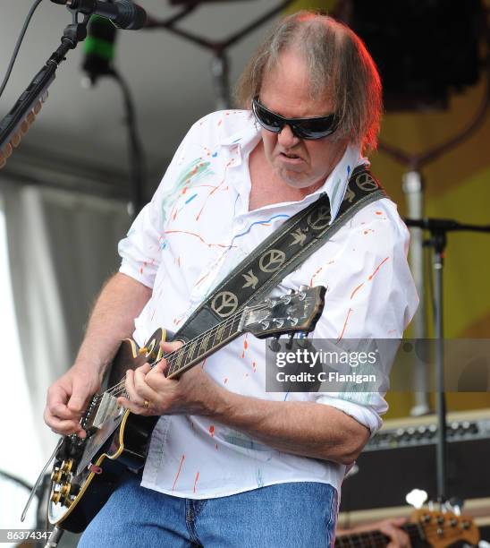 Vocalist/Guitarist Neil Young performs on Day 4 of the 2nd Weekend of the 40th Annual New Orleans Jazz & Heritage Festival Presented by Shell at the...