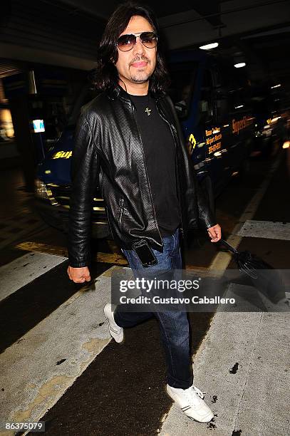 Adolfo Angel leader of the band "Los Temerarios" is seen on May 4, 2009 in Miami Beach, Florida.