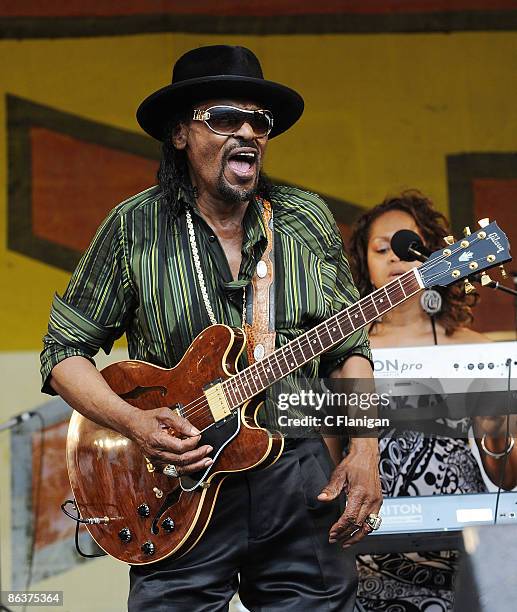 The godfather of go-go Chuck Brown performs on Day 4 of the 2nd Weekend of the 40th Annual New Orleans Jazz & Heritage Festival Presented by Shell at...