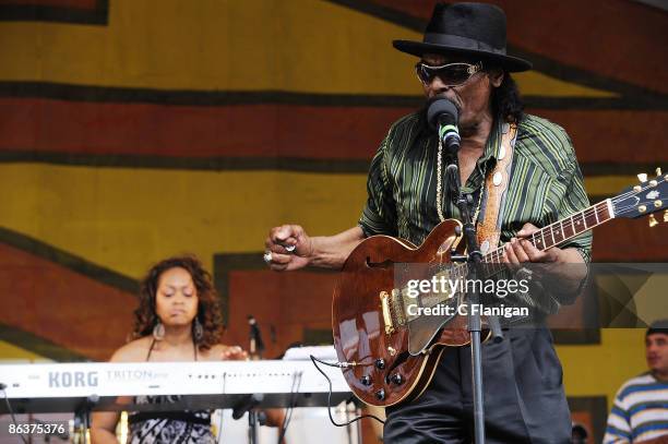 The godfather of go-go Chuck Brown performs on Day 4 of the 2nd Weekend of the 40th Annual New Orleans Jazz & Heritage Festival Presented by Shell at...