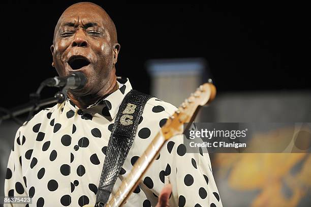 Blues and Rock Guitar Legend Buddy Guy performs on Day 4 of the 2nd Weekend of the 40th Annual New Orleans Jazz & Heritage Festival Presented by...