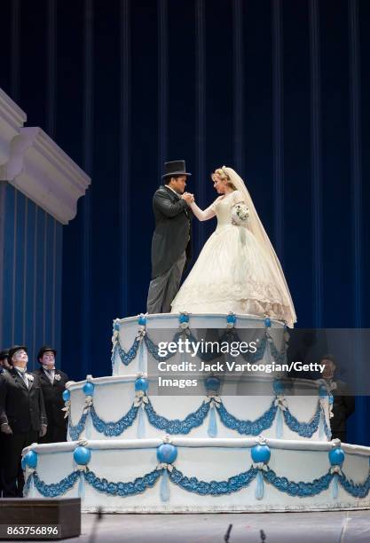 With the company, American mezzo-soprano Joyce DiDonato and Mexican tenor Javier Camarena perform at the final dress rehearsal prior to the season...