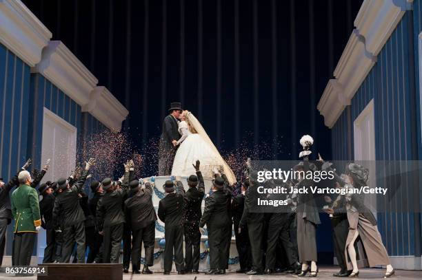 With the company, American mezzo-soprano Joyce DiDonato and Mexican tenor Javier Camarena perform at the final dress rehearsal prior to the season...