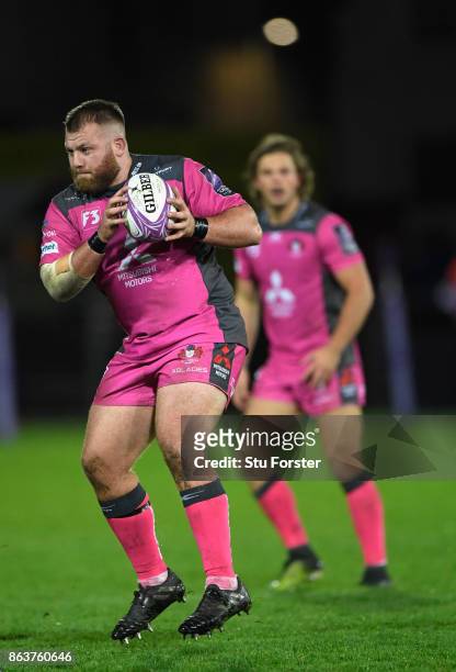 Gloucester player Gareth Denman in action during the European Rugby Challenge Cup match between Gloucester Rugby and Agen at Kingsholm on October 19,...