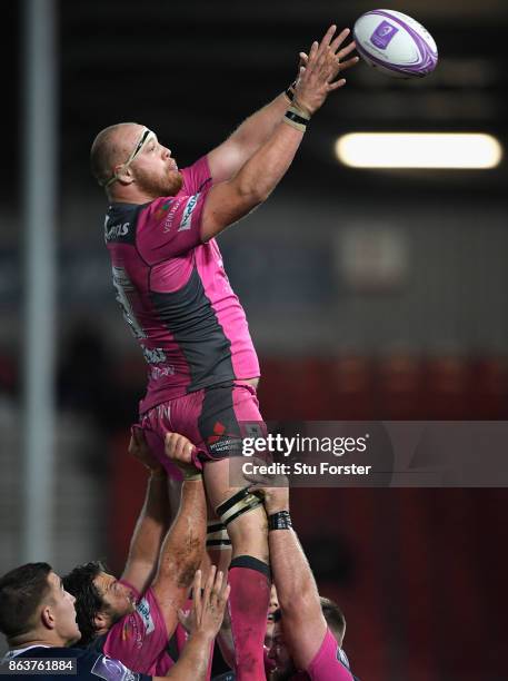 Charlie Beckett of Gloucester in action during the European Rugby Challenge Cup match between Gloucester Rugby and Agen at Kingsholm on October 19,...