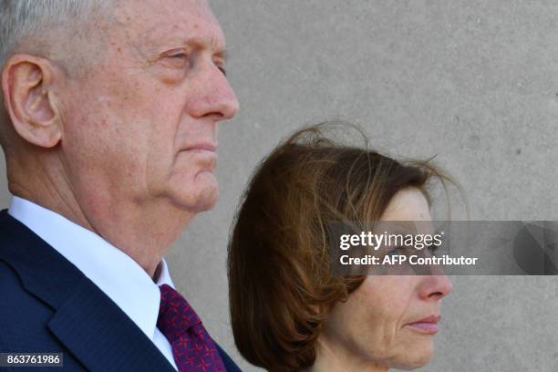 Secretary of Defense Jim Mattis hosts an enhanced honor cordon welcoming Florence Parly, minister for the Armed Forces, France, to the Pentagon on...