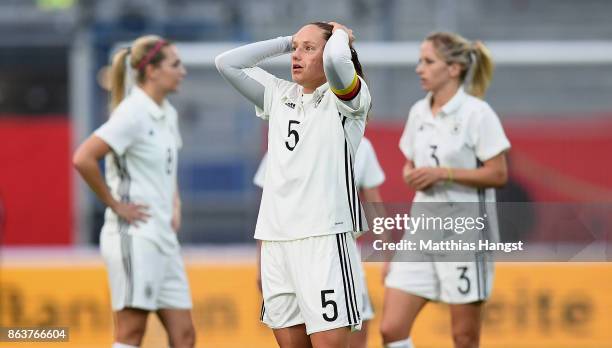 Babett Peter of Germany shows her disappointment after the 2019 FIFA Women's World Championship Qualifier match between Germany and Iceland at...