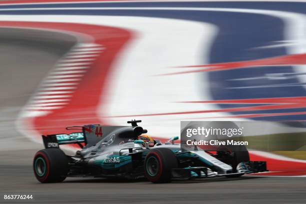 Lewis Hamilton of Great Britain driving the Mercedes AMG Petronas F1 Team Mercedes F1 WO8 on track during practice for the United States Formula One...