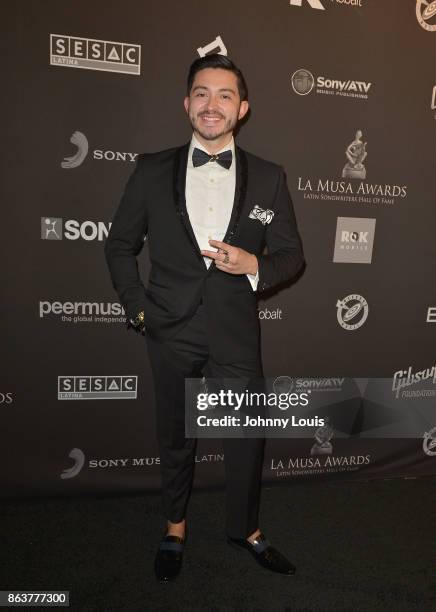 Andres Buitrago attends the black carpet of The MUSA Awards, Latin Songwriters Hall of Fame at James L Knight Center on October 19, 2017 in Miami,...