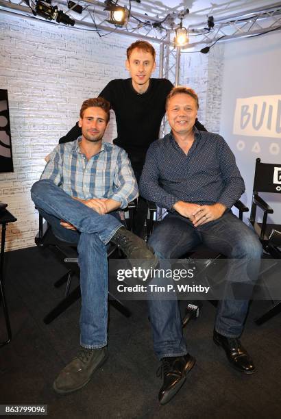 Actors Edward Holcroft, Robert Emms and Shaun Dooley from BBC Drama 'Gunpowder' pose for a photo during a panel discussion at BUILD London on October...