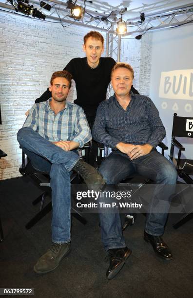 Actors Edward Holcroft, Robert Emms and Shaun Dooley from BBC Drama 'Gunpowder' pose for a photo during a panel discussion at BUILD London on October...