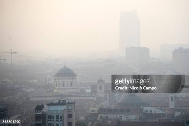 General view of Turin on a day of environment alert due to air pollution. Due to poor air quality the Municipality of Turin has temporarily limited...