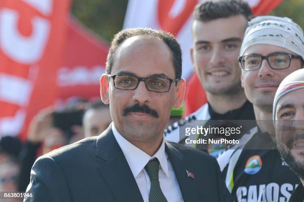 Ibrahim Kalin, a special adviser to Turkish President and the presidential spokesperson of Turkish President, seen at the finish line of the final...