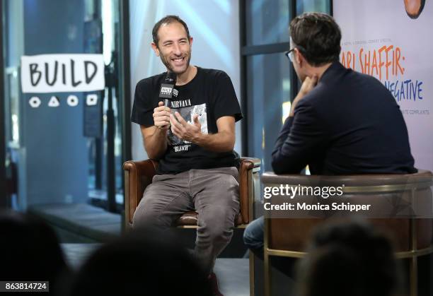 Comedian Ari Shaffir discusses the film "Ari Shaffir: Double Negative" at Build Studio on October 20, 2017 in New York City.