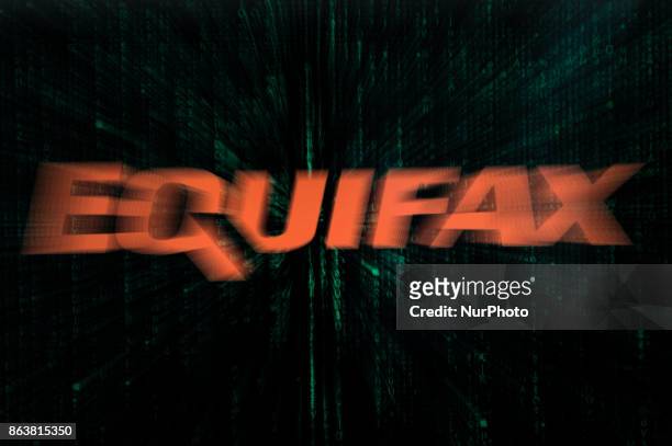 An Equifax logo is seen in this photo illustration on 20 October, 2017. The consumer credit reporting agency was hacked twice in 2017. In the last...