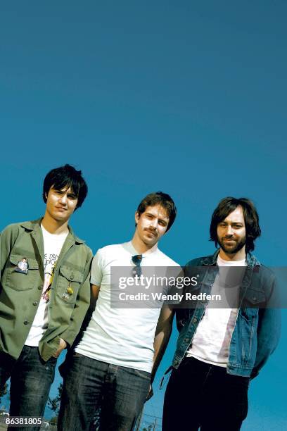 Meric Long, Logan Kroeber and Joe Haener of The Dodos pose for a group shot in 2008 in San Francisco, CA