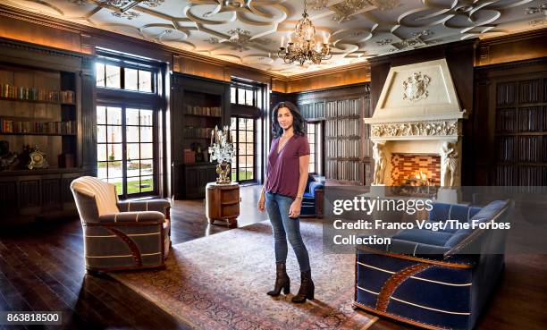 Founder of Alex and Ani, Carolyn Rafaelian is photographed for Forbes Magazine on April 8, 2017 at Belcourt Mansion in Newport, Rhode Island....